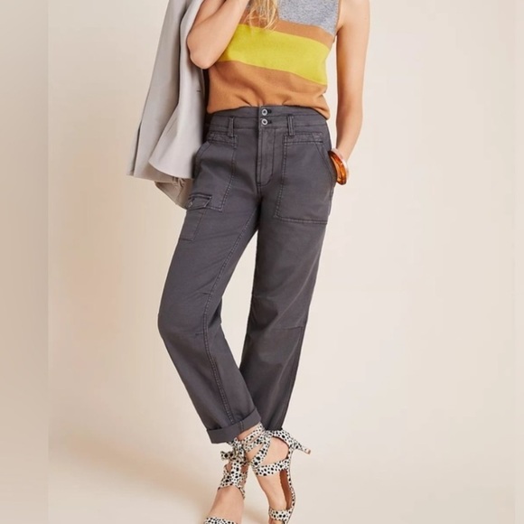 BOGO! Anthropologie The Wanderer High Rise Grey Straight Leg Cargo Pants 27
